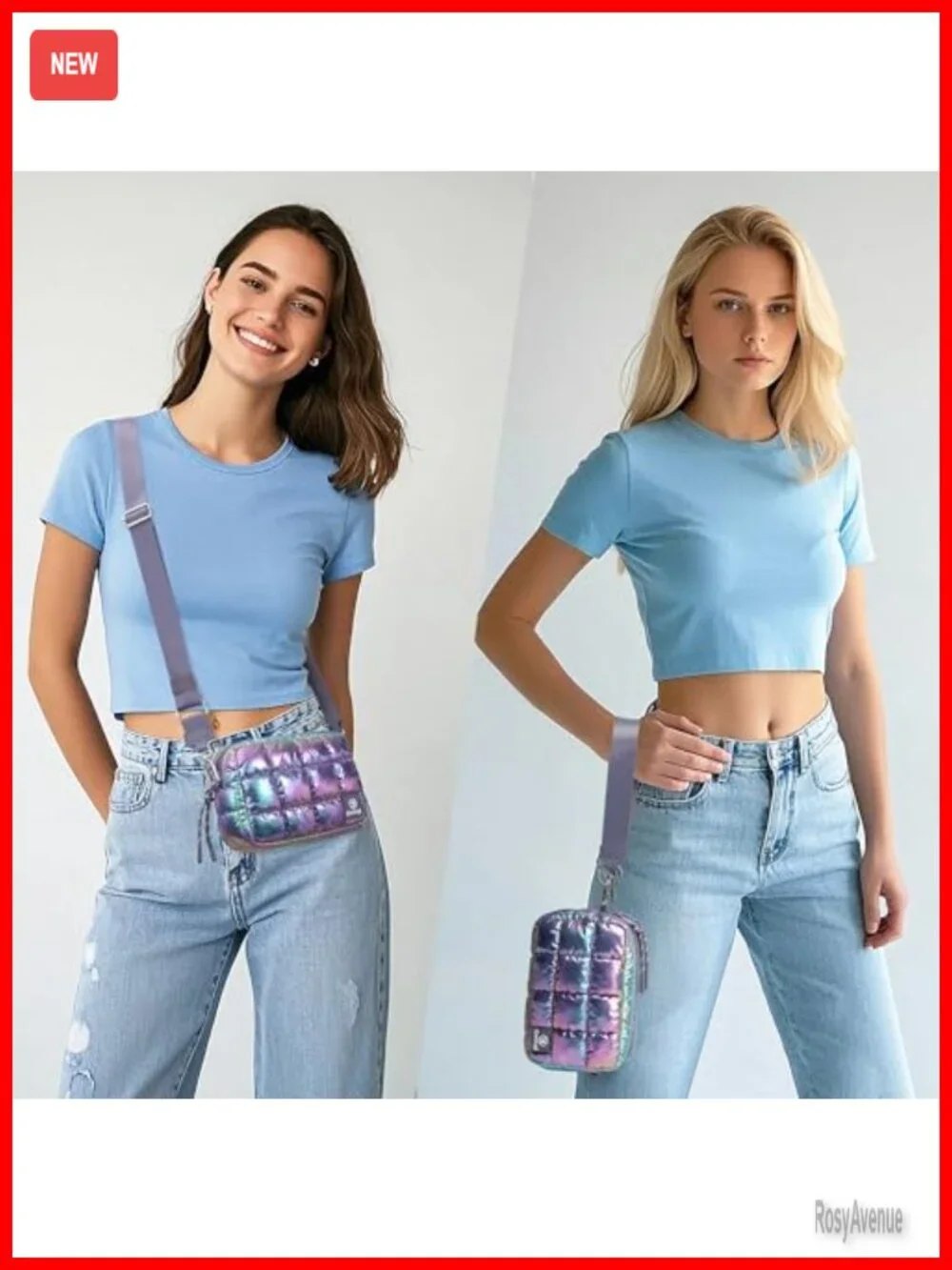 Quilted Puffer Cosmetic Bag with Crossbody Strap Travel Toiletry Case
